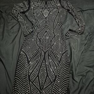 Elegant Black and Silver Beaded Dress